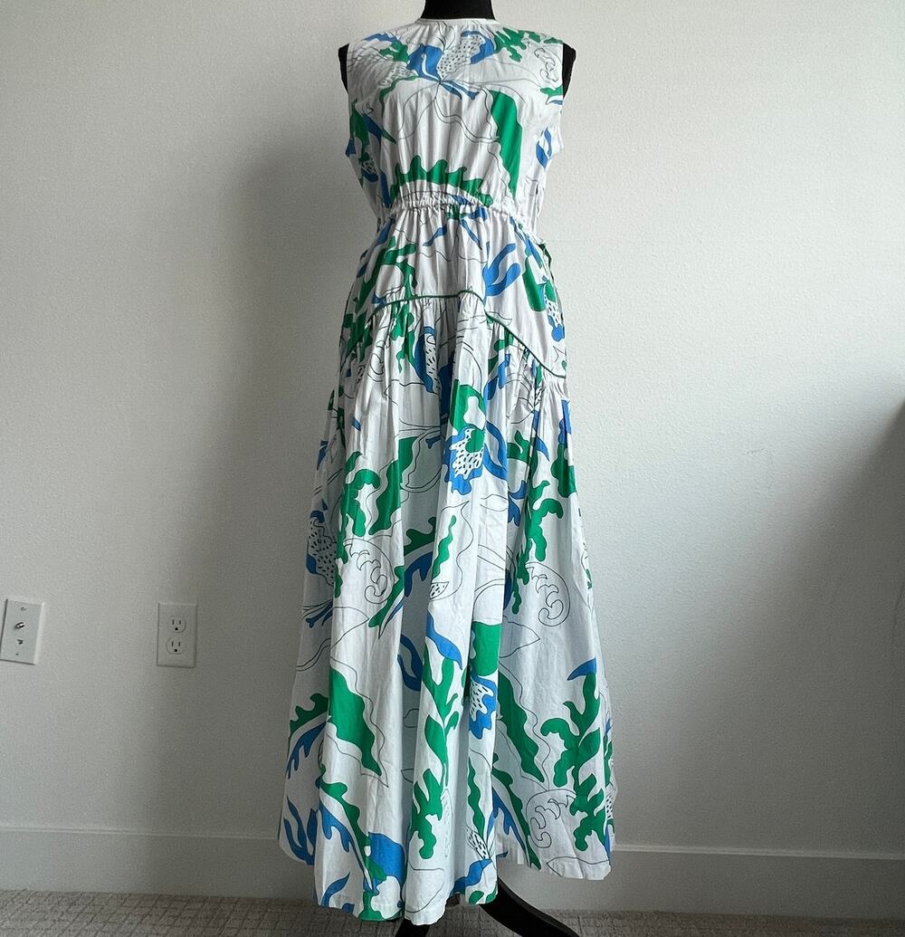 Oliphant Dress Flaw Small Orchid Green Sleeveless Piped Maxi
